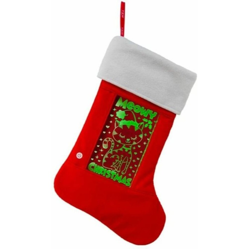 NWT YEW Stuff POP Lights Meowy Christmas/Cat LED Light Up Christmas Stocking